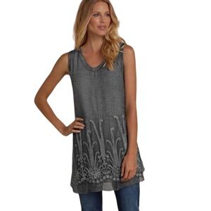 𝅺SOFT Surroundings Silk Romance Top sleeveless tunic size XS oversized grey